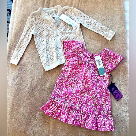 Peek Little Peanut Dress with Button Up Sweater - Picture 1 of 10